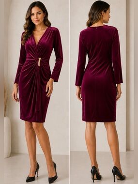 Calvin Klein Burgundy Velvet Dress Size 2